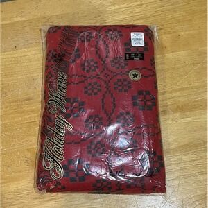 Vtg Fallani & Cohn Holiday Weave Tablecloth Christmas‎ Red Green Homespun Oblong